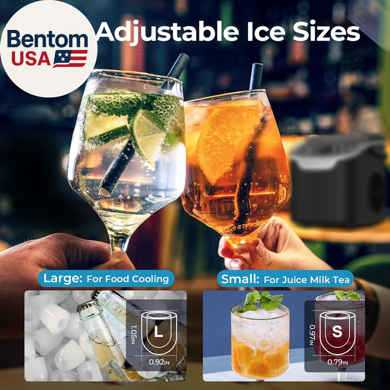 Countertop Ice Maker Machine, 8 Ice Cubes in 6 Mins, 26Lb/Day Ice with 2 Sizes- gallery