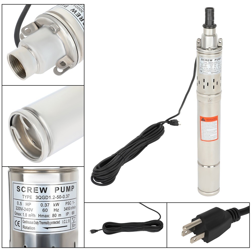 Screw Pump Submersible Deep Well Pump Stainless Steel 1/2hp 3420r/min 220v/60Hz gallery