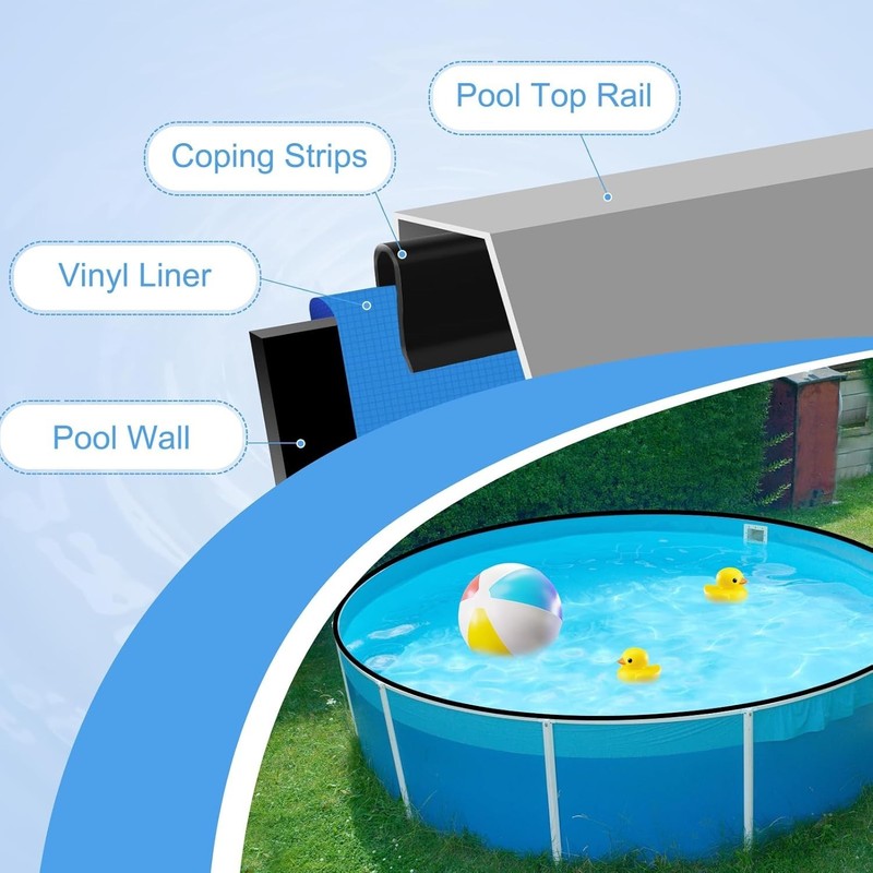 Durable Pool Liner Coping Strips - 61 Clips for 24ft Round & 15x30ft Oval Pools gallery