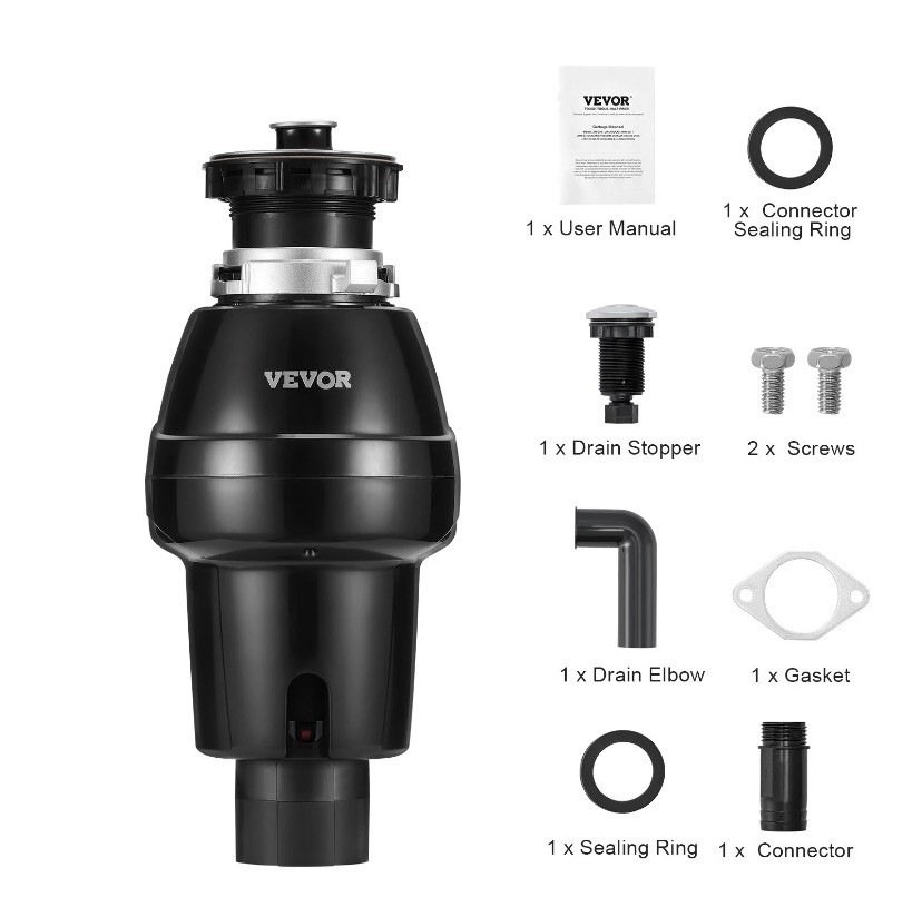 NIB VEVOR Garbage Disposal 3/4 HP Continuous Food Waste Disposer - Corded gallery