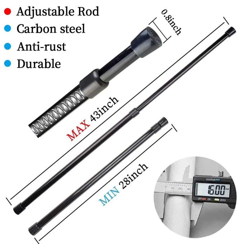 2 Pack Adjustable Curtain Rods 28â€“43" Spring Tension Window Rods Black gallery