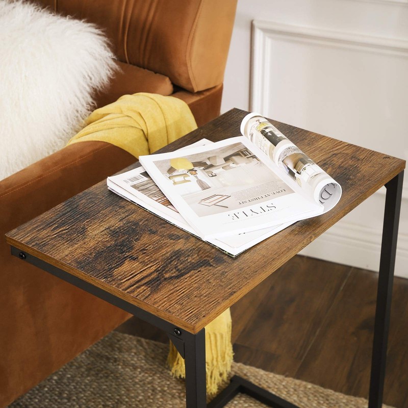 Rustic Brown/Black C Shape End Side Table 13.8x21.7x26 Inch ULNT52BX Couch gallery