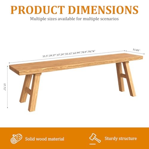 Solid Wood Entryway Bench - 39.3" Rustic Farmhouse 39.3*10.2*17.7in/100*26*45cm gallery