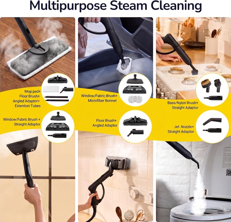 2L Multipurpose Handheld Steam Cleaner - No Chemicals, 28 Attachments Included gallery