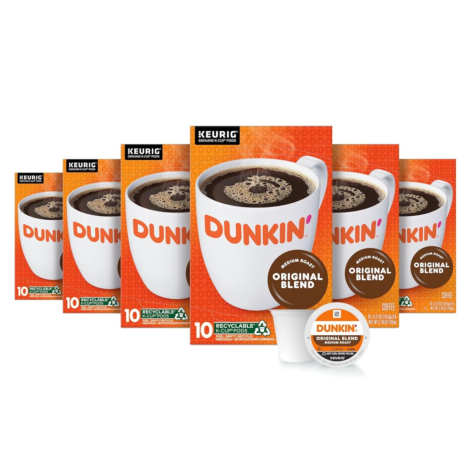 Dunkin’ Original Blend Coffee, Medium Roast, K-Cup Pods, 10 Count (Pack of 6) gallery