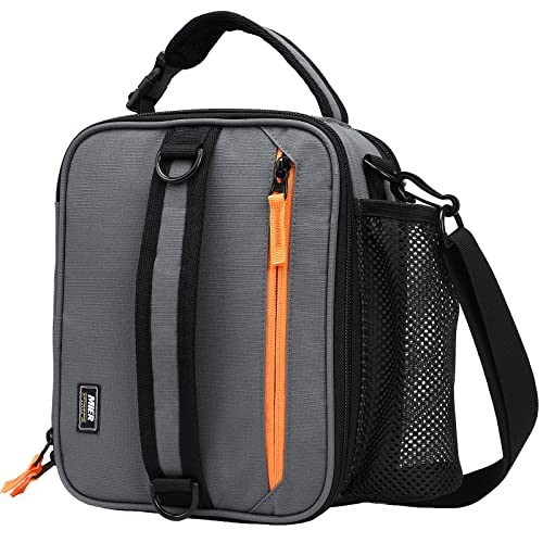 Expandable Lunch Bag Insulated Lunch Box for Men to Work Travel Grey/Orange gallery