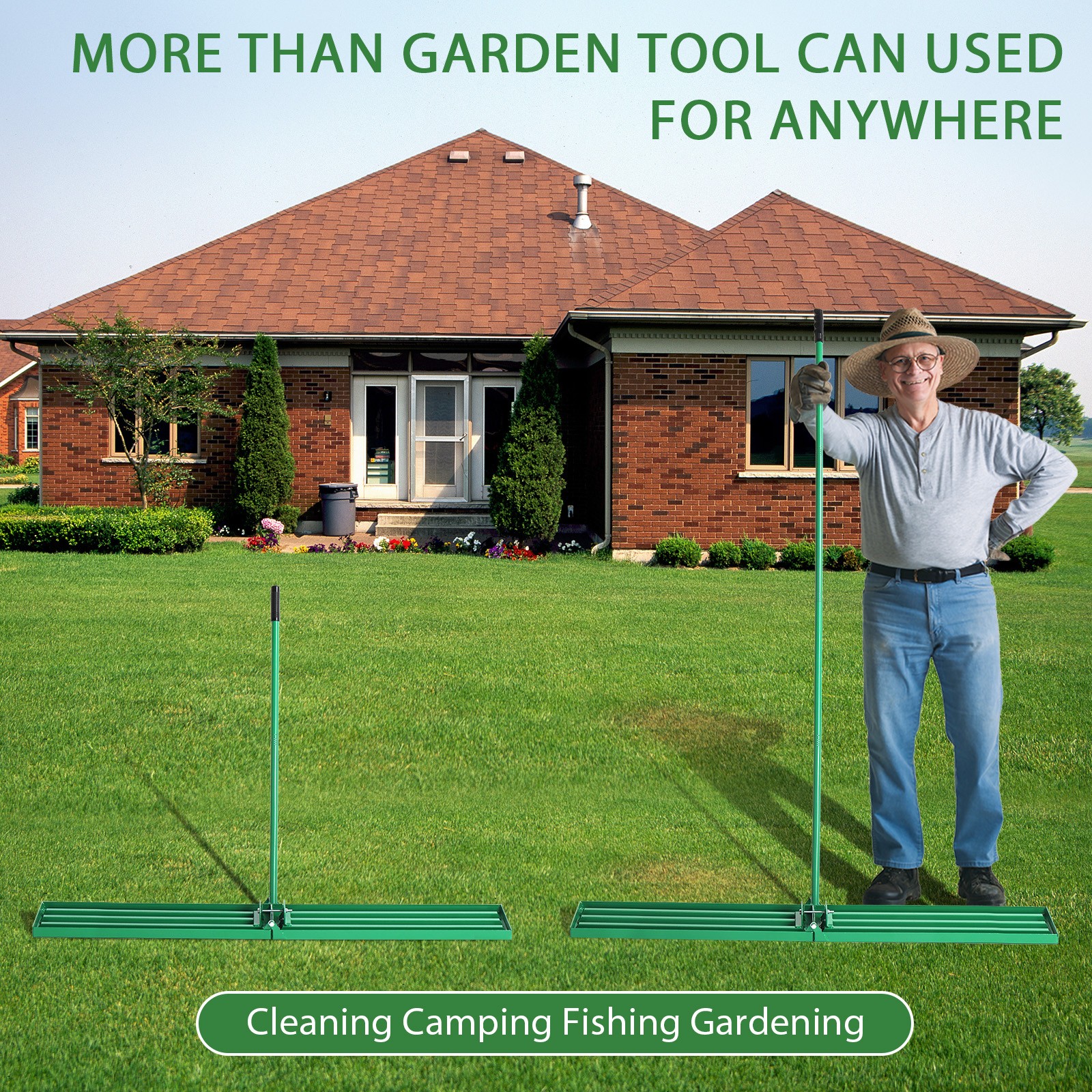 Lawn Leveling Rake 6*9.8*75in Heavy-Duty Iron Construction 180° Angle Adjustment gallery