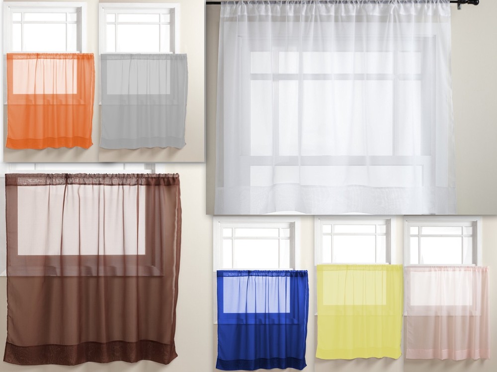 Graceful Short Panel Solid Sheer Window Curtain Rod Pocket 58 Inch x 36" Long