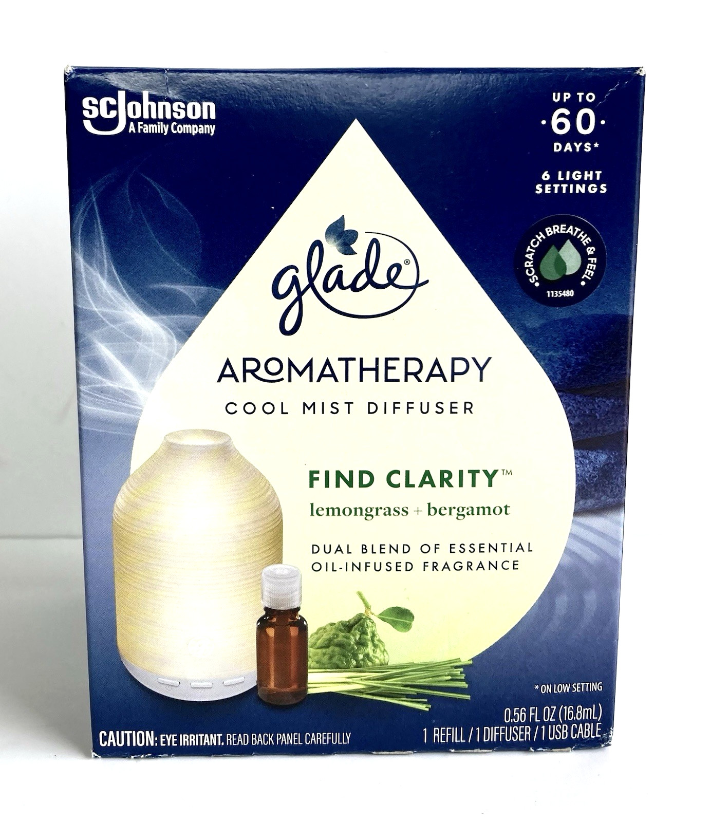 Glade Aromatherapy Cool Mist Diffuser w/Lemongrass & Bergamot Essential Oil gallery