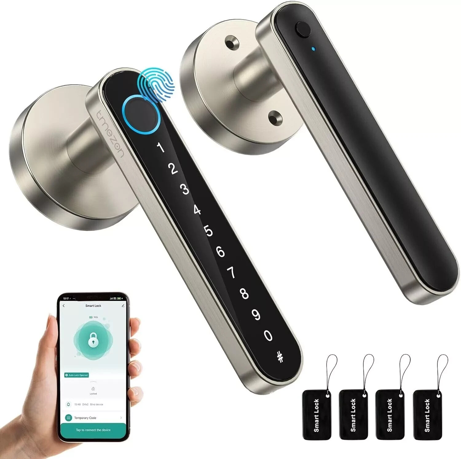 Smart Door Handle, Fingerprint Keyless Entry Electronic Digital Keypad Free APP gallery