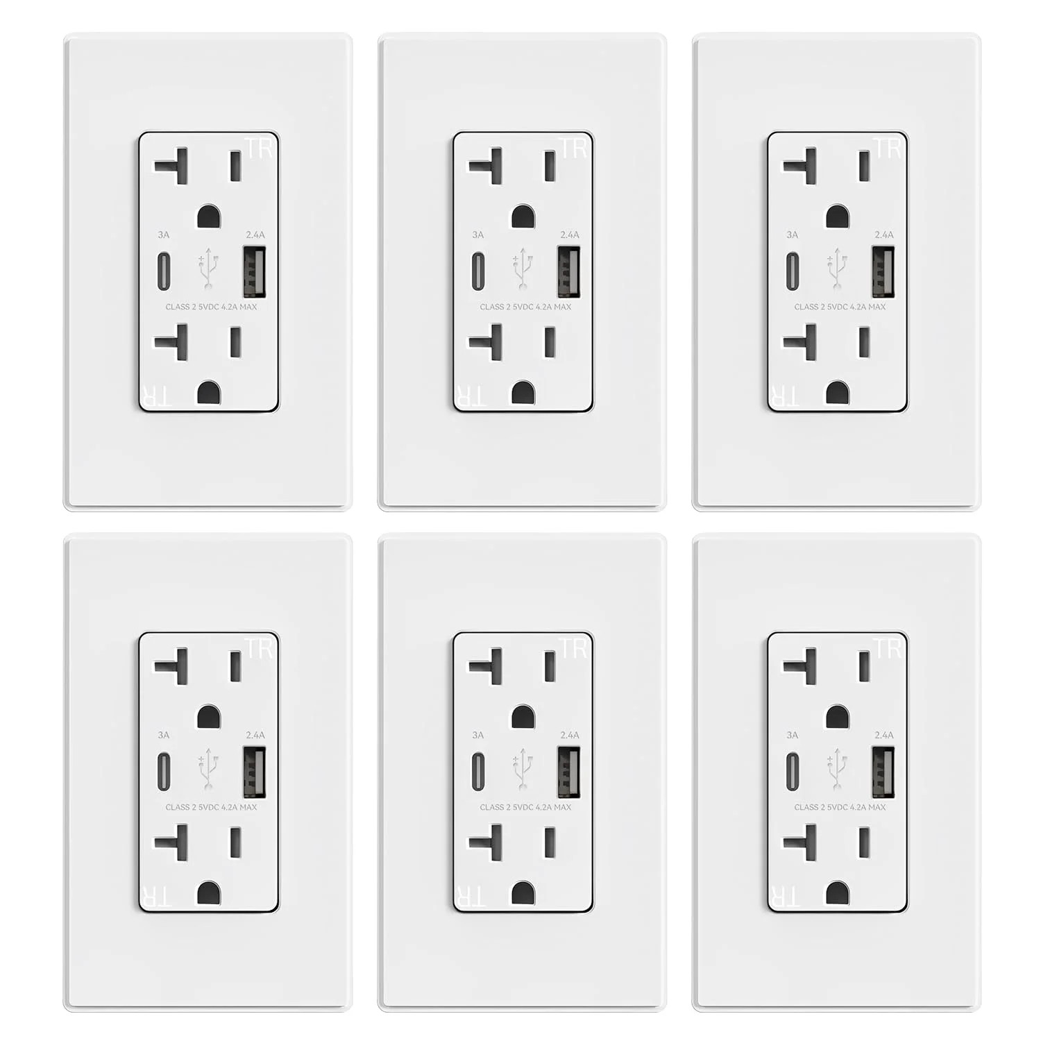 ELEGRP USB Charger Wall Outlet, USB Receptacle with Type A & Type C USB Ports, 2 gallery
