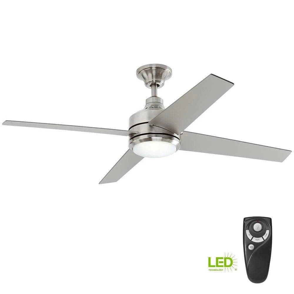 Home Decorators Mercer 52 in. Integrated LED Indoor Brushed Nickel Ceiling Fan gallery