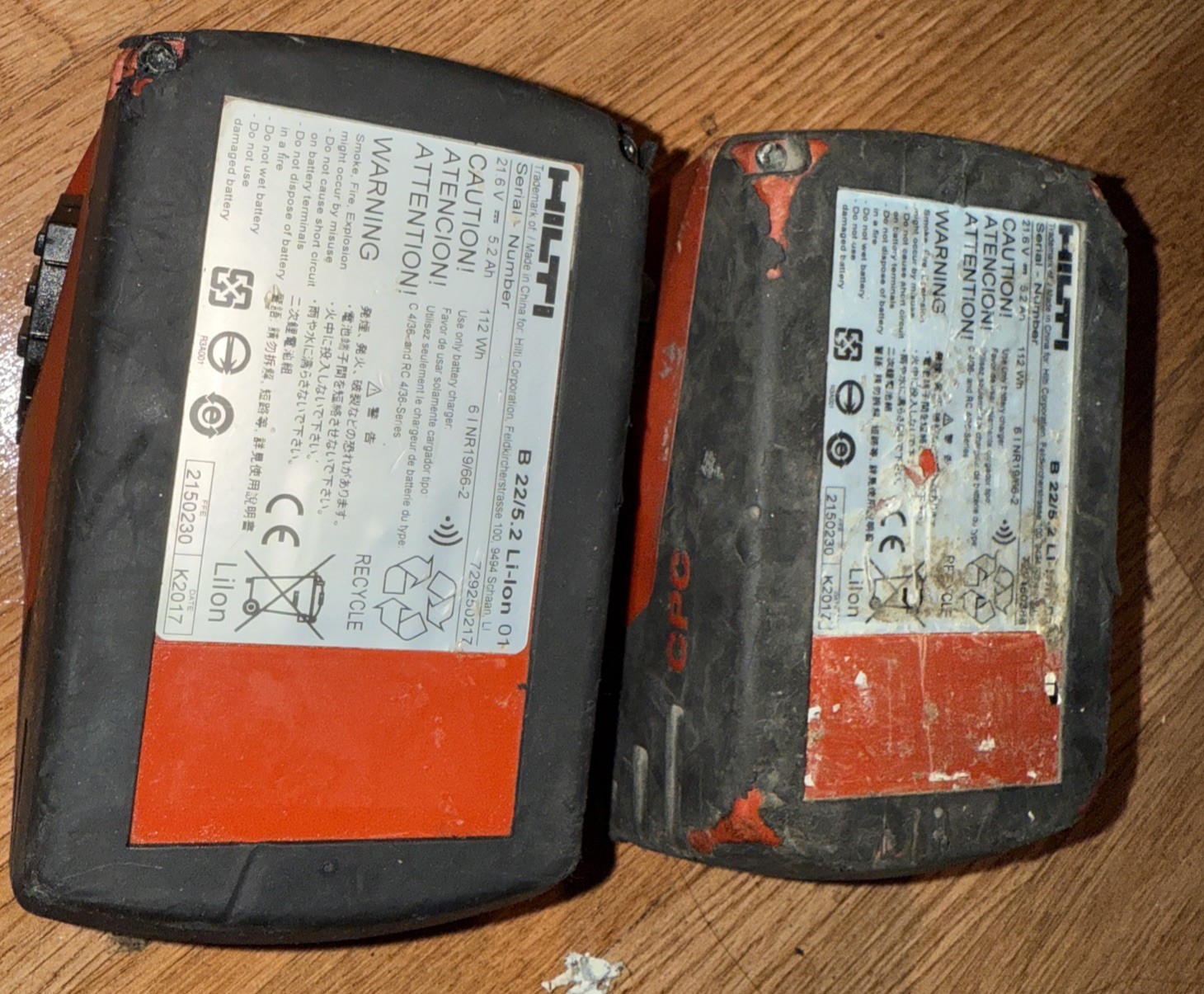 2 Hilti CPC B22 5.2Ah Li-Ion Cordless Tool Batteries gallery