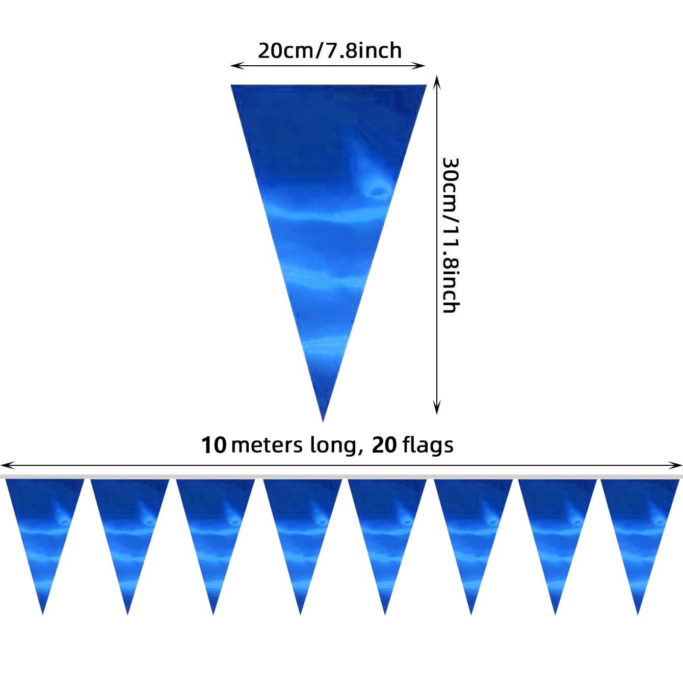 40M/130FT Blue Triangle Pennant Banner Flag Metallic Fabric Bunting Garland f... gallery