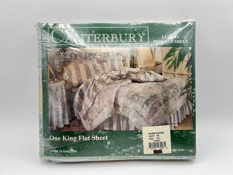 Canterbury Luxury Percale King Flat Sheet with 2 King Pillowcases NEW in Package gallery