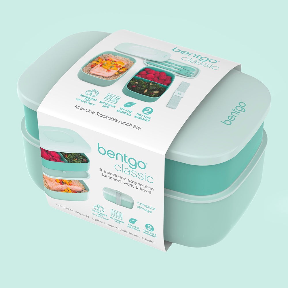 NEW Bentgo Classic All-in-One Stackable Lunch Box in Light Green, Teal