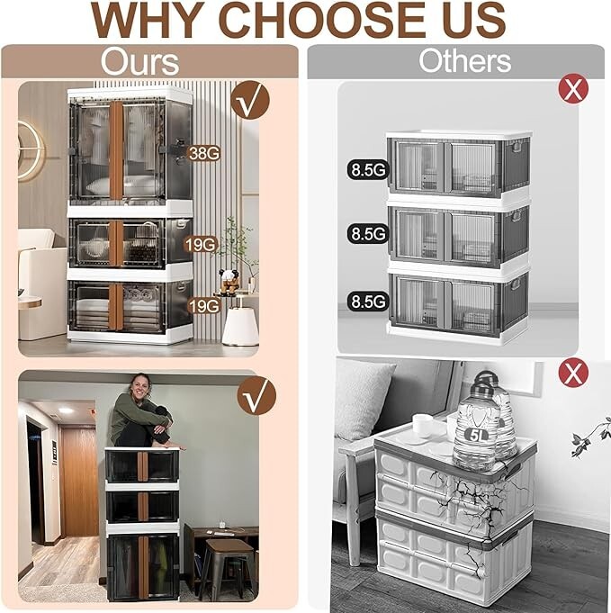 NUNET XLarge Foldable & Stackable Closet Storage Box for Clothes, Beddings, Toy gallery