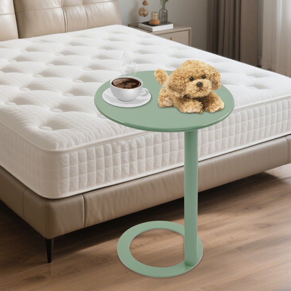 Iron Coffee Table with 30kg Load Capacity Free Standing C-Shaped Sofa Side Table