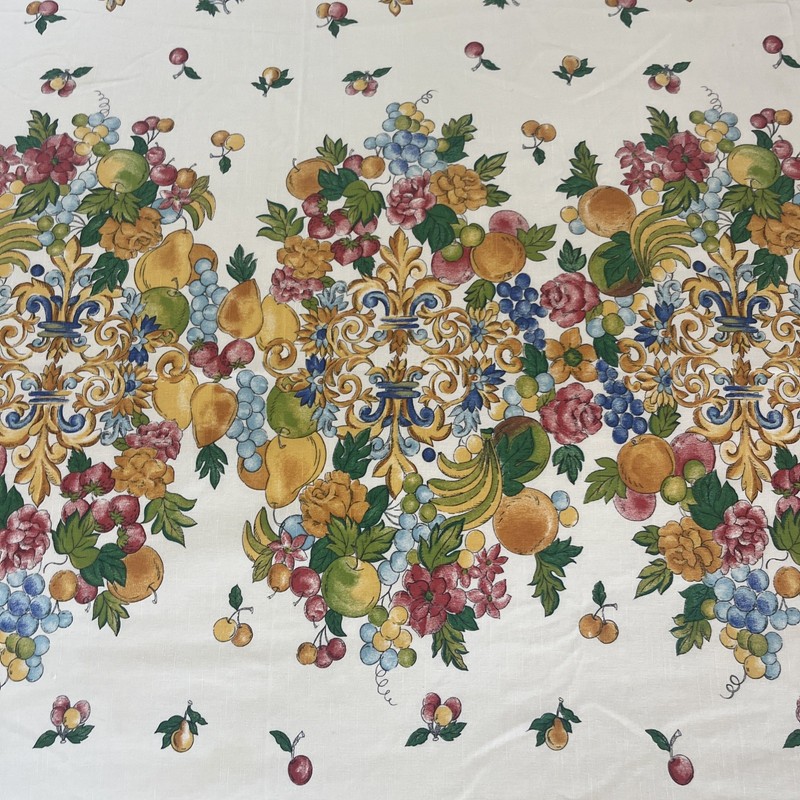Renaissance-style Rectangular TABLECLOTH SCROLL & FRUITS 60x 78” gallery