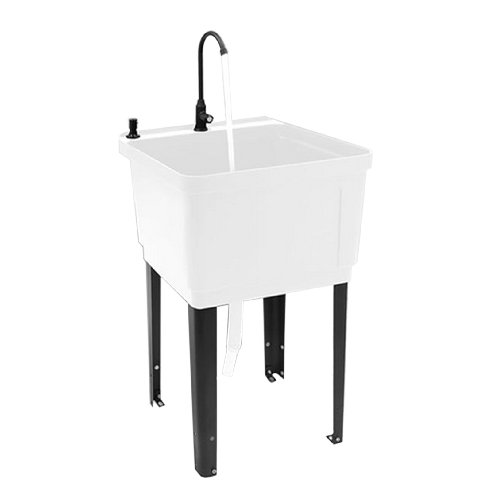 White Plastic Modern Laundry Tub Wash Bowl Basin Laundry Sink w/Faucet Washboard gallery
