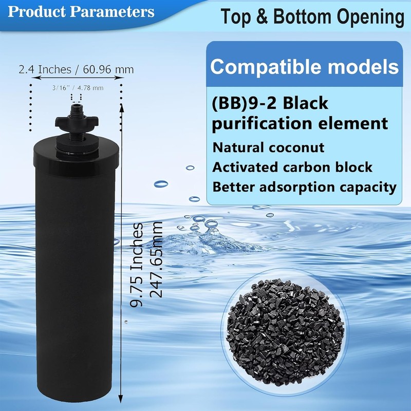 2 Packs Replacement Gravity System Filters BB9-2 Black For Berkey Water Filter gallery