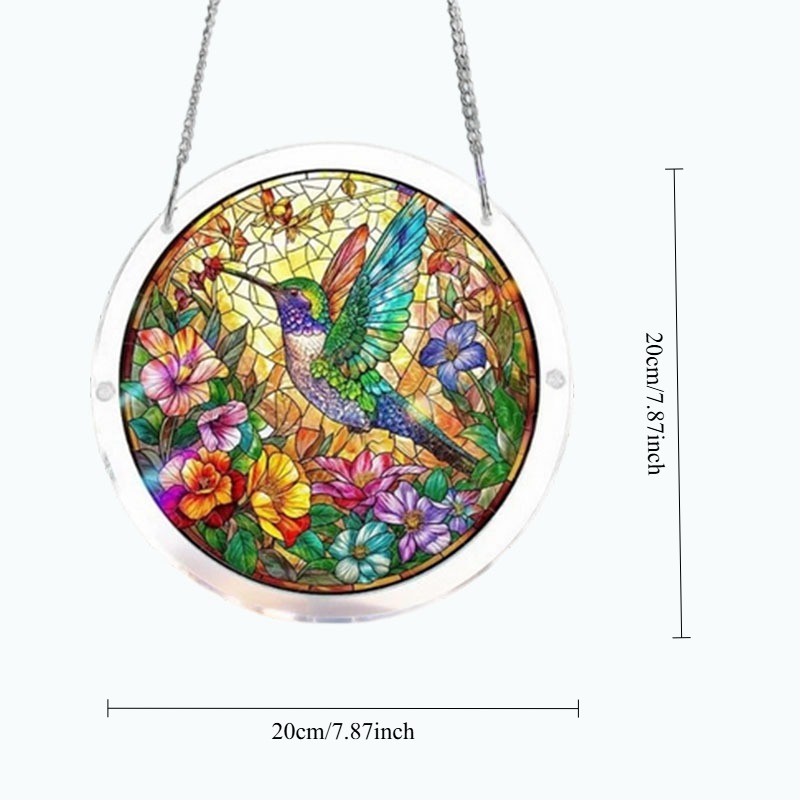 Garden Hummingbird Floral Acrylic Interlocking Puzzle Suncatcher Home Ornament gallery