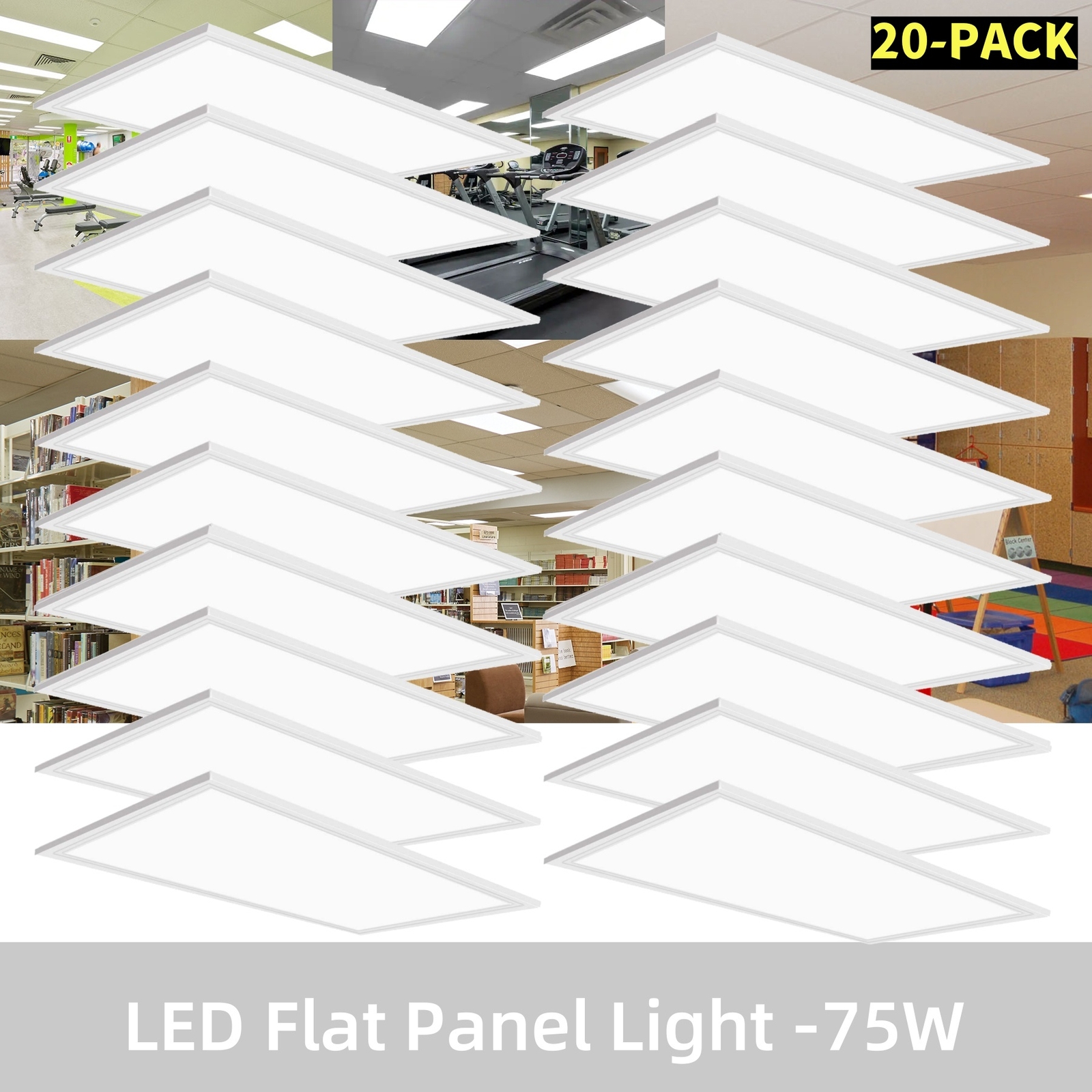 LED Panel Light 2x4FT 75 Watt 5000K Daylight White Dimmable AC 110V-277V 20 PACK gallery