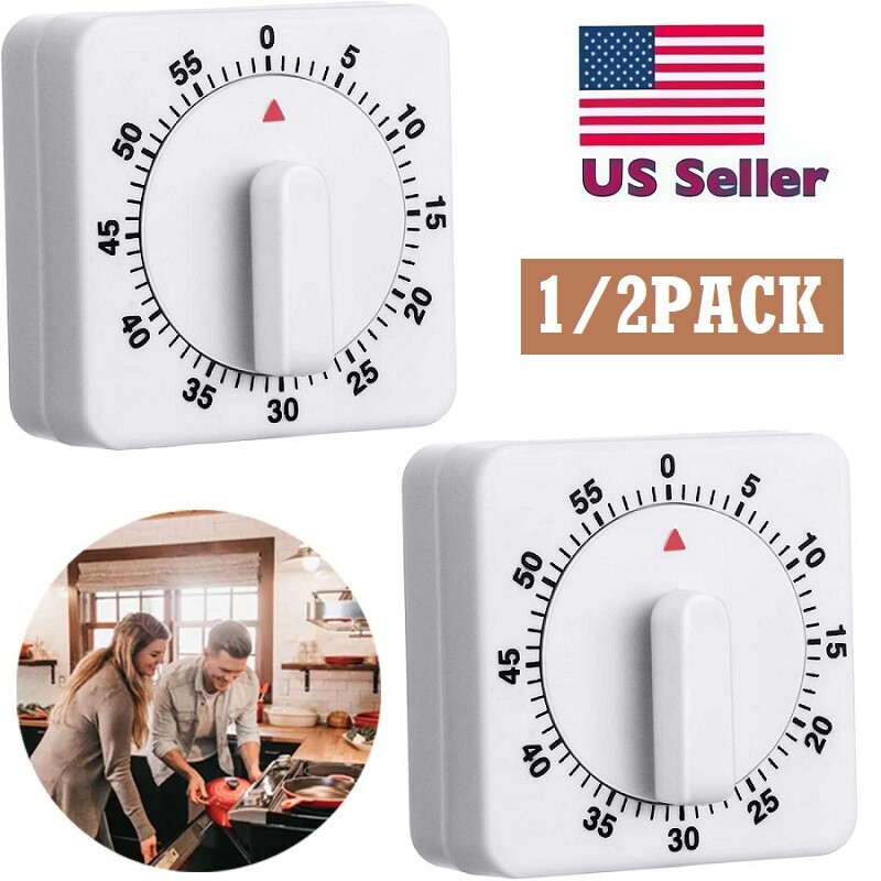 2× Long Ring Bell Alarm Loud 60-Minute Kitchen Cooking Wind Up Timer Mechanical gallery