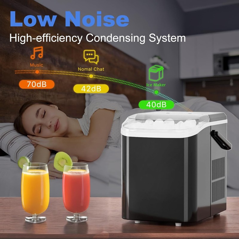 Countertop Ice Maker 9 Bullet Cubes 6 Mins 26lbs/24H Auto-Cleaning gallery