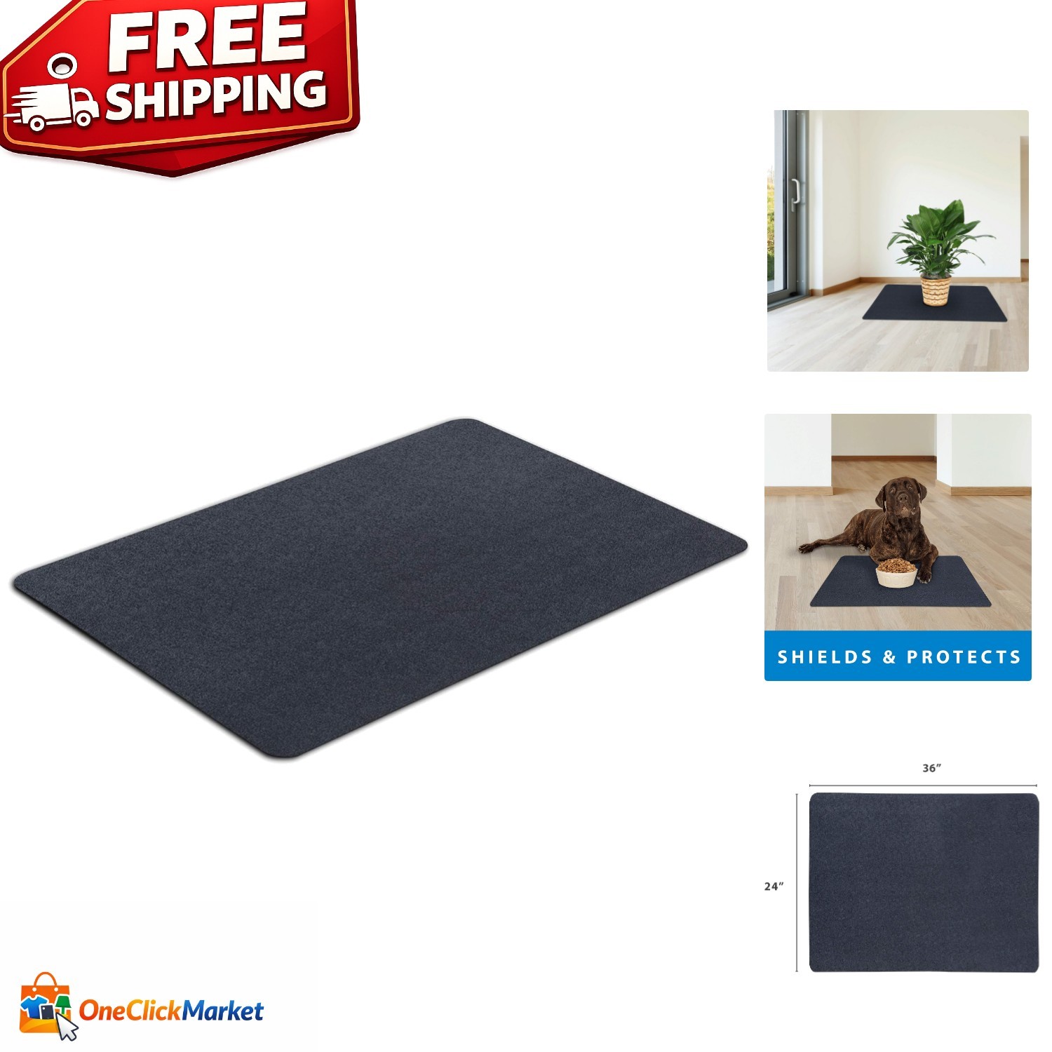 Versatile 24x36 Eco-Friendly Recycled Rubber Floor Mat, Non-Slip & Waterproof gallery