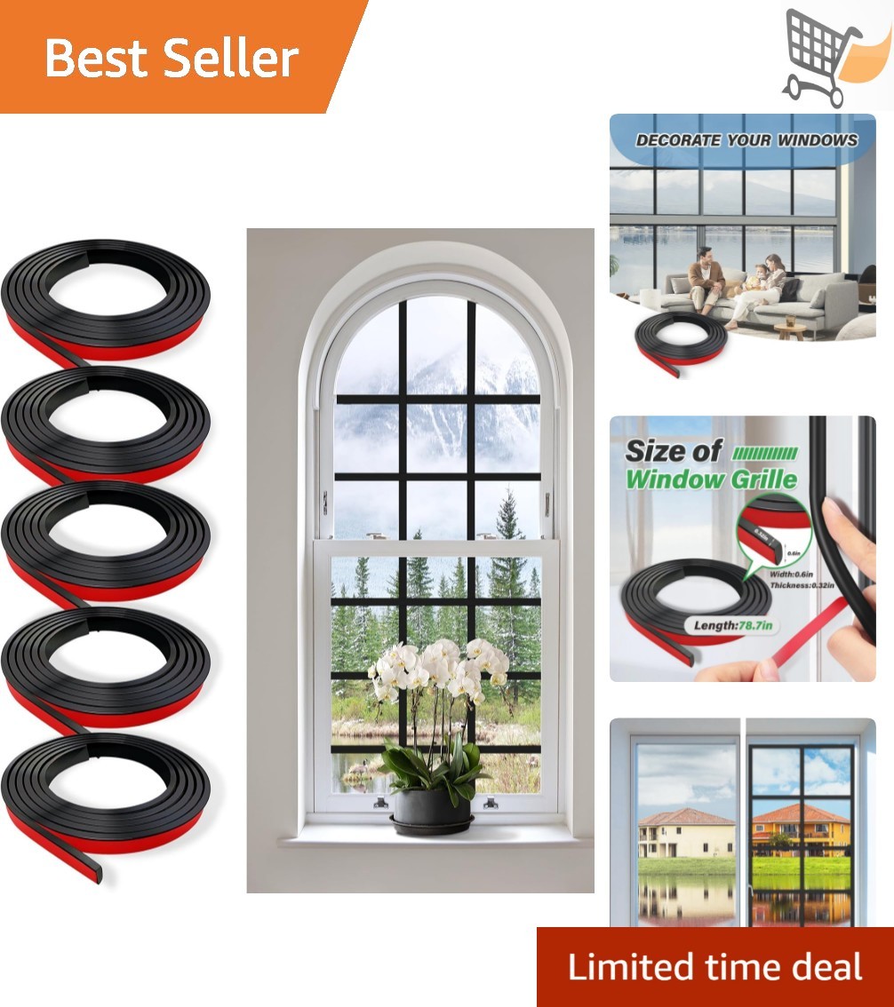 5 PCS Window Grid Kit PVC Black Peel and Stick DIY Window Grille Inserts gallery