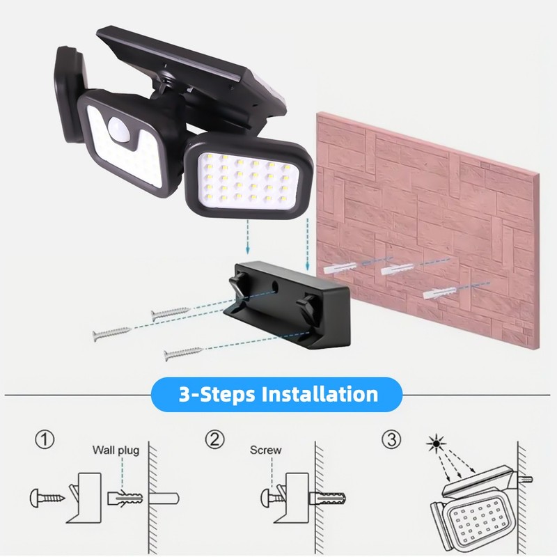 NEW 2 Pack LED Motion Sensor Solar Lights Outdoor IP65 Waterproof Security Lamp gallery