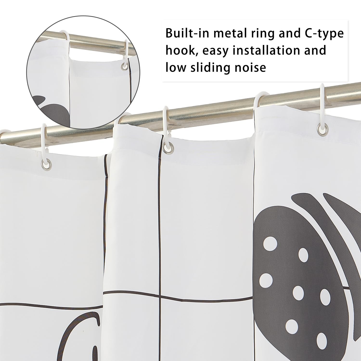 Cat Shower Curtain 12 Hooks Playful Kitty Cute Kids Bathroom 71x74 Inch gallery