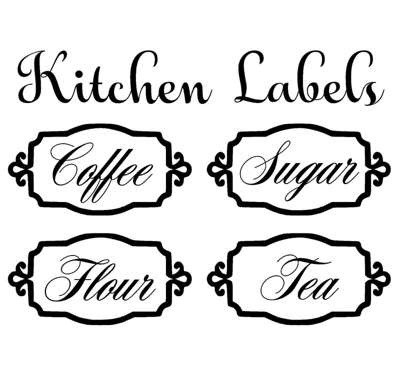 Custom Kitchen Canister label Set Vinyl Decal 63 Colors (Qty 4- see description) gallery