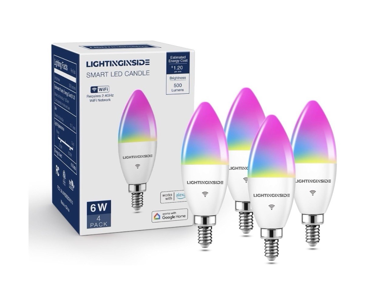 Lightinginside E12 Smart Light Bulb 60W Equivalent RGBCW LED Candelabra 4 Pack gallery