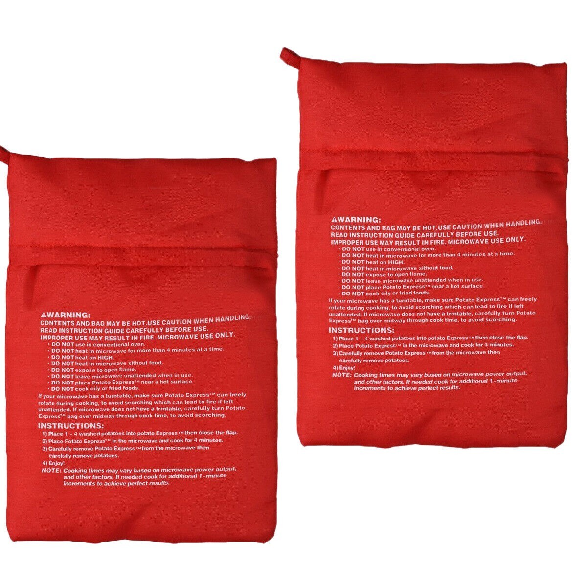 2 Pack New Potato Microwave Cooker Bags 4 Minutes Fast Quick Reusable Washable gallery