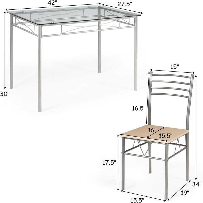 Giantex 5 Piece Dining Table Set, Kitchen Dining Set with Tempered Glass Table T gallery