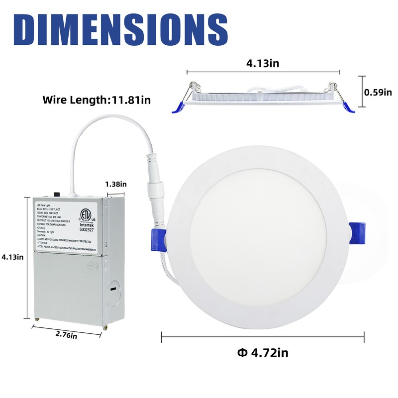 4in 5CCT Ultra-Thin LED Recessed Ceiling Light 800lm,Dimmable Canless Down Light gallery