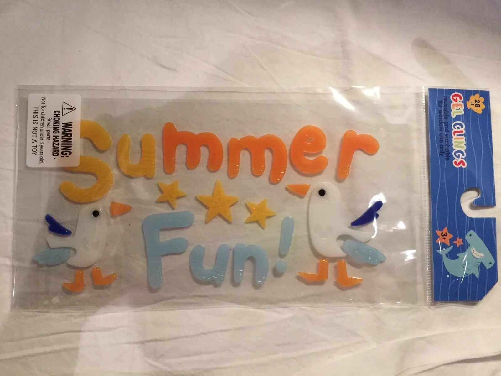 NEW Beach Seagulls Birds Summer Fun Stars Window Gel Clings Stickers Decor 28 ct gallery
