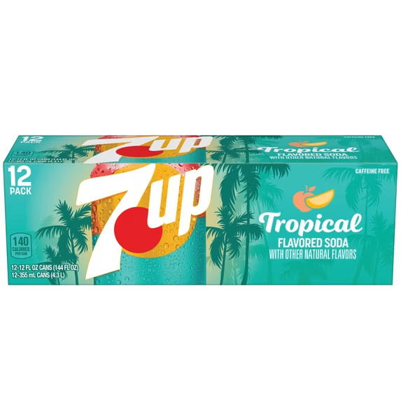 7UP Tropical Caffeine Free Lemon Lime Mango Peach Soda Pop, 12 fl oz, 12 Pack Ca gallery