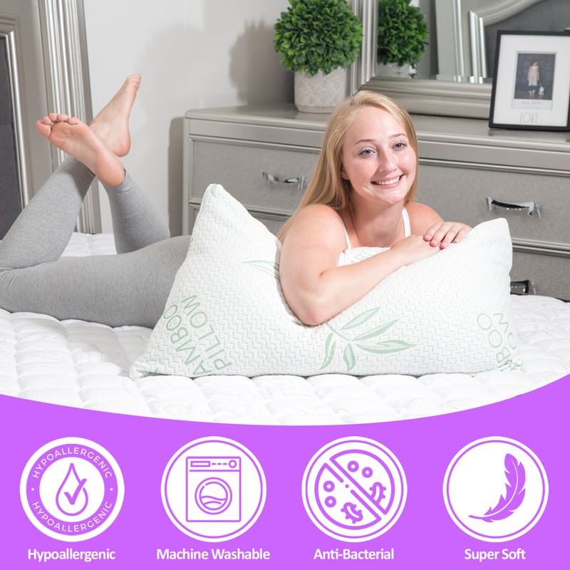 Elif Bamboo Pillows Adjustable Shredded Memory Foam Bed Pillows King or Queen gallery