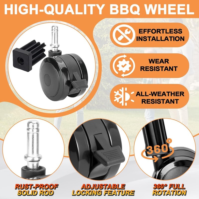 Weber 70360 Locking Caster Wheels with Inserts for Spirit Genesis Summit Grills gallery