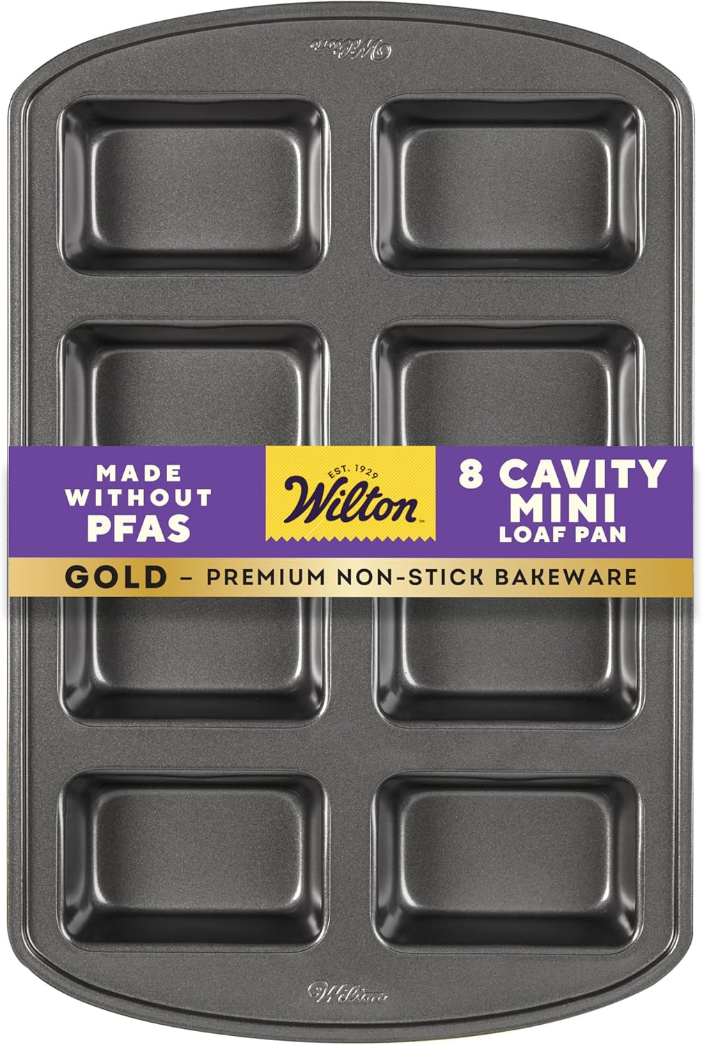 Wilton Gold Non-Stick Bakeware Mini Loaf - Baking Pan 15 x 10 x 1.6 Inch, 8 Cavi gallery