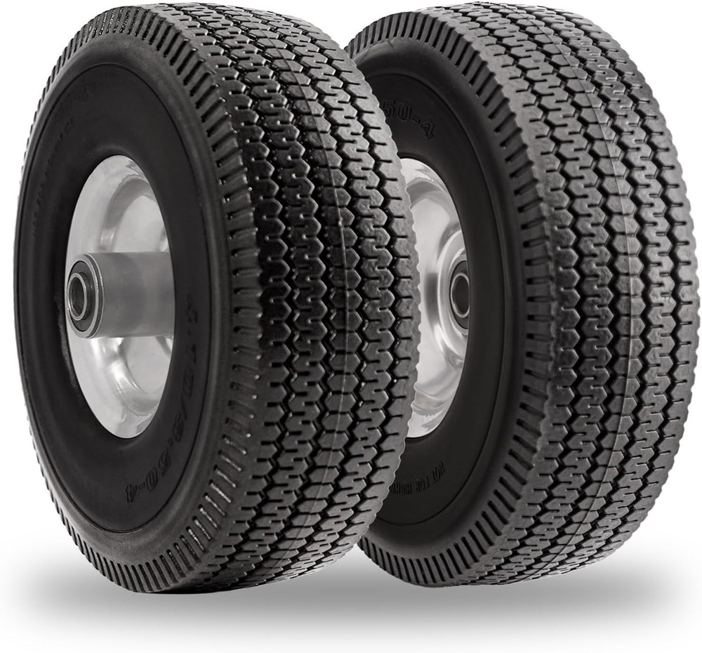 4.10/3.50-4 Polyurethane Solid Wheel Non-Rubber Tires for Garden Wagon Cart 2pcs