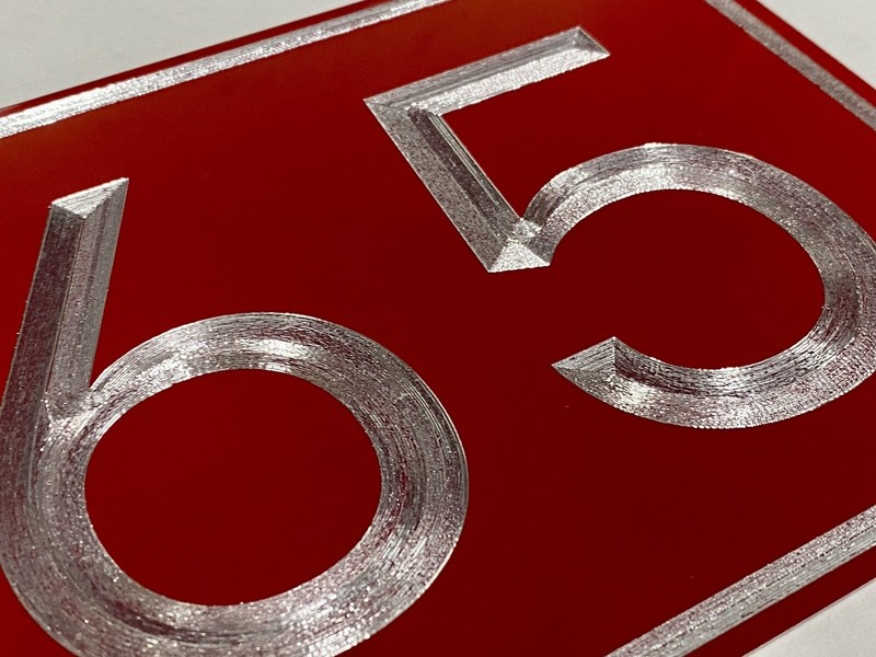 Engraved Personalized Custom House Number Street Address RED Metal 12x5 Sign gallery