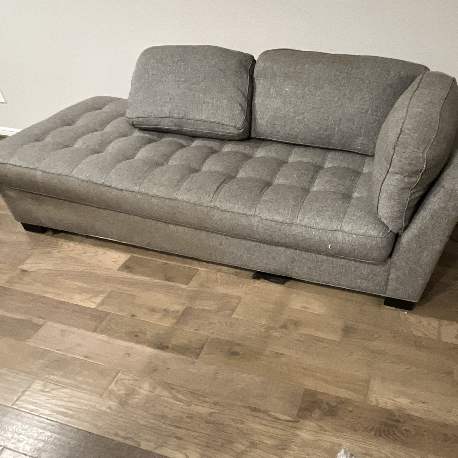 Gray Tufted 3-Seat Sofa, Track Arms, Removable Cushions, Wood Frame gallery