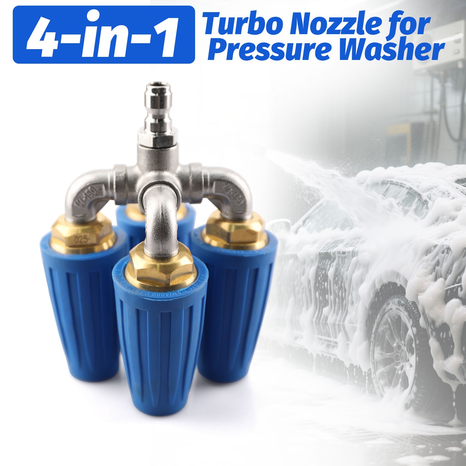 360° Pressure Washer Rotating 4 Turbo Nozzle 1/4" Quick Connector 2.5 Orifice gallery