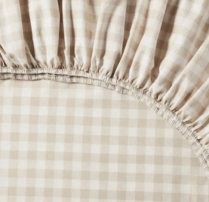 Room Essentials TWIN / XL-TWIN Sheet Set Khaki Gingham Microfiber Soft NWT gallery