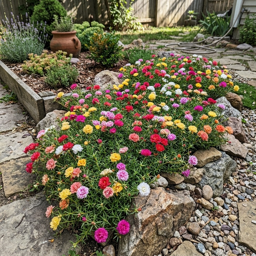 500 Mixed Double Portulaca Seeds - Moss Rose Trailing Ground Cover for Drought gallery