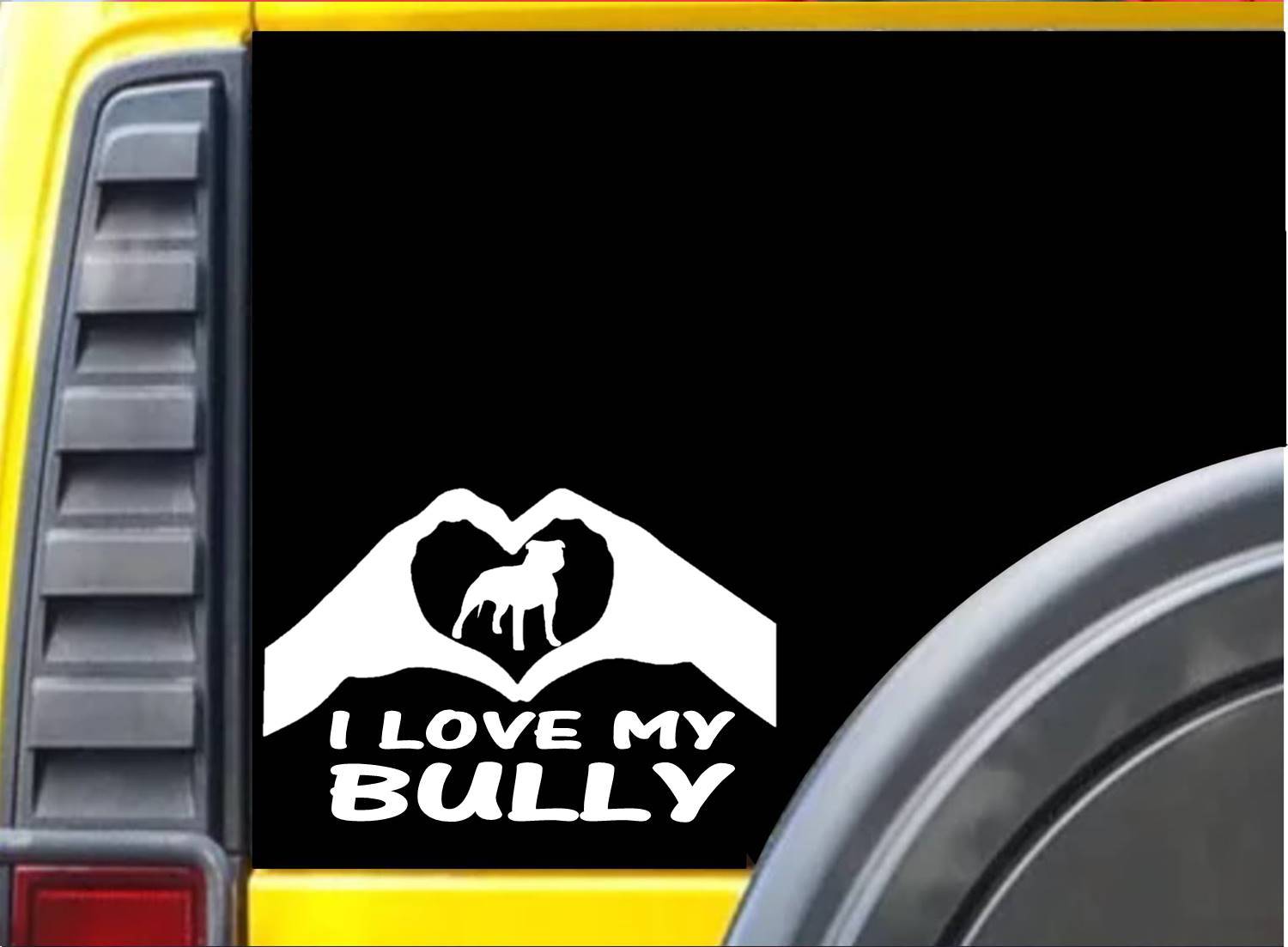 Bully Uncropped Hands Heart Sticker k064 8 inch American Bully decal gallery
